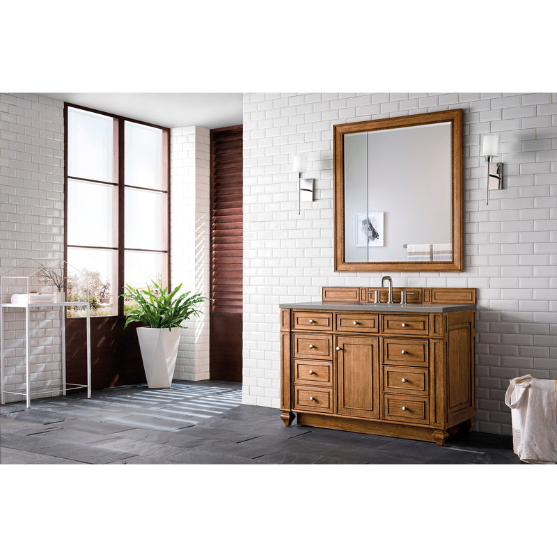 James Martin Bristol 48" Single Vanity Saddle Brown with 3 cm Gray Expo Quartz Top 157-V48-SBR-3GEX