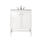 James Martin Addison 30" Single Vanity Cabinet with Doors Glossy White with 3 cm Arctic Fall Solid Surface Countertop E445-V30-GW-3AF