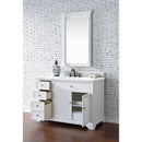 James Martin Savannah 48" Single Vanity Cabinet Bright White with 3 cm Classic White Quartz Top 238-104-V48-BW-3CLW