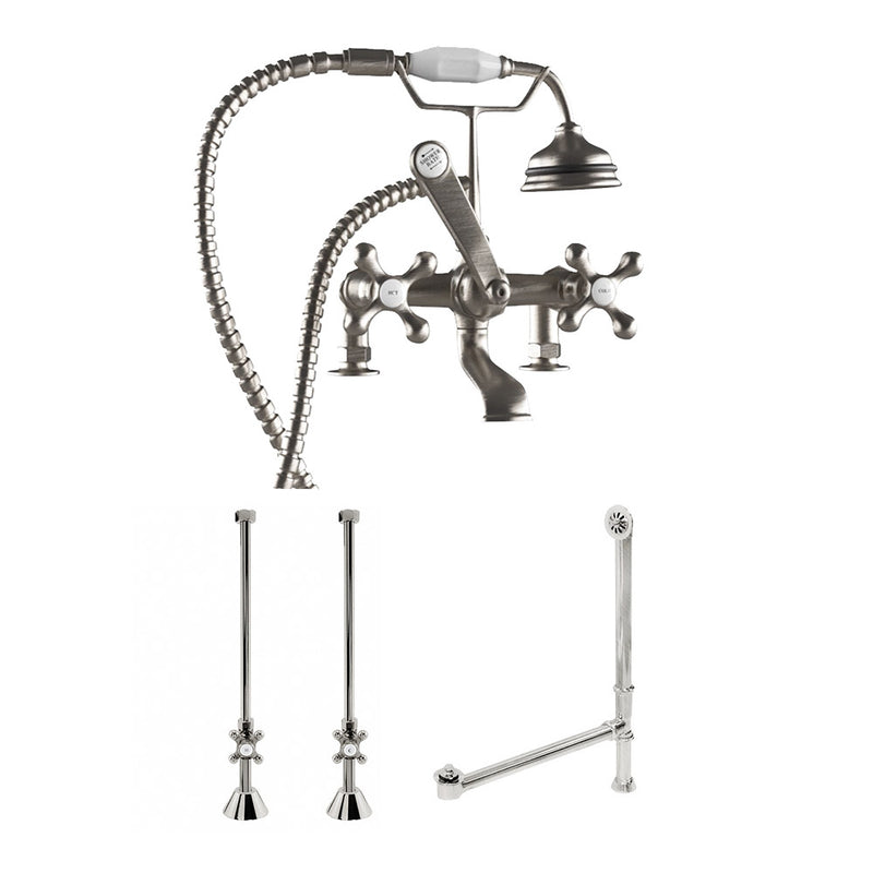 Cambridge Plumbing Complete Package for Deck Mount Clawfoot Tub 2" Deck Risers BN