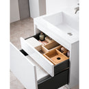 James Martin Milan 23.6" Single Vanity Cabinet Glossy White Matte Black with Glossy White Composite Top 801V23.6GWMBKGW