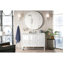 James Martin Athens 48" Single Vanity Cabinet Glossy White with 3 cm Eternal Jasmine Pearl Quartz Top E645-V48-GW-3EJP