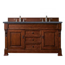 James Martin Brookfield 60" Warm Cherry Double Vanity with 3 cm Charcoal Soapstone Quartz Top 147-114-5681-3CSP