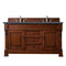 James Martin Brookfield 60" Warm Cherry Double Vanity with 3 cm Charcoal Soapstone Quartz Top 147-114-5681-3CSP