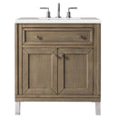 James Martin Chicago 30" Single Vanity Whitewashed Walnut with 3 cm Eternal Serena Quartz Top 305-V30-WWW-3ESR