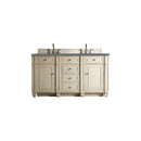 James Martin Bristol 60" Double Vanity Vintage Vanilla with 3 cm Cala Blue Quartz Top 157-V60D-VV-3CBL