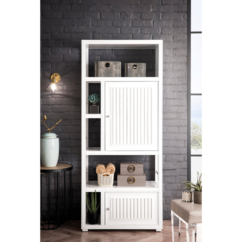 James Martin Athens 30" Bookcase Linen Cabinet double-sided Glossy White E645-BLC30-GW