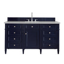 James Martin Brittany 60" Victory Blue Single Vanity with 3 cm Eternal Serena Quartz Top 650-V60S-VBL-3ESR