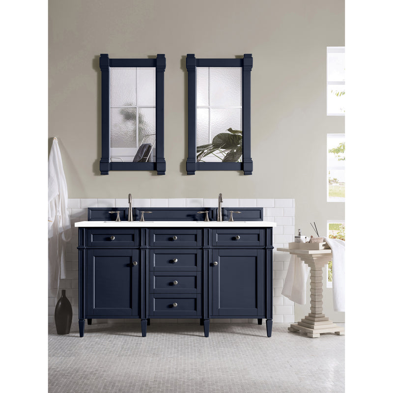 James Martin Brittany 60" Victory Blue Double Vanity with 3 cm Classic White Quartz Top 650-V60D-VBL-3CLW