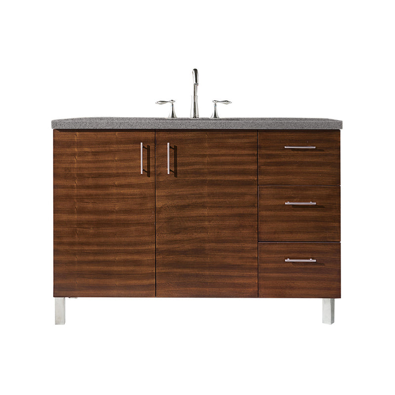 James Martin Metropolitan 48" Single Vanity American Walnut with 3 cm Grey Expo Quartz Top 850-V48-AWT-3GEX