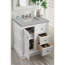 James Martin De Soto 30" Single Vanity Bright White with 3 cm Eternal Serena Quartz Top 825-V30-BW-3ESR