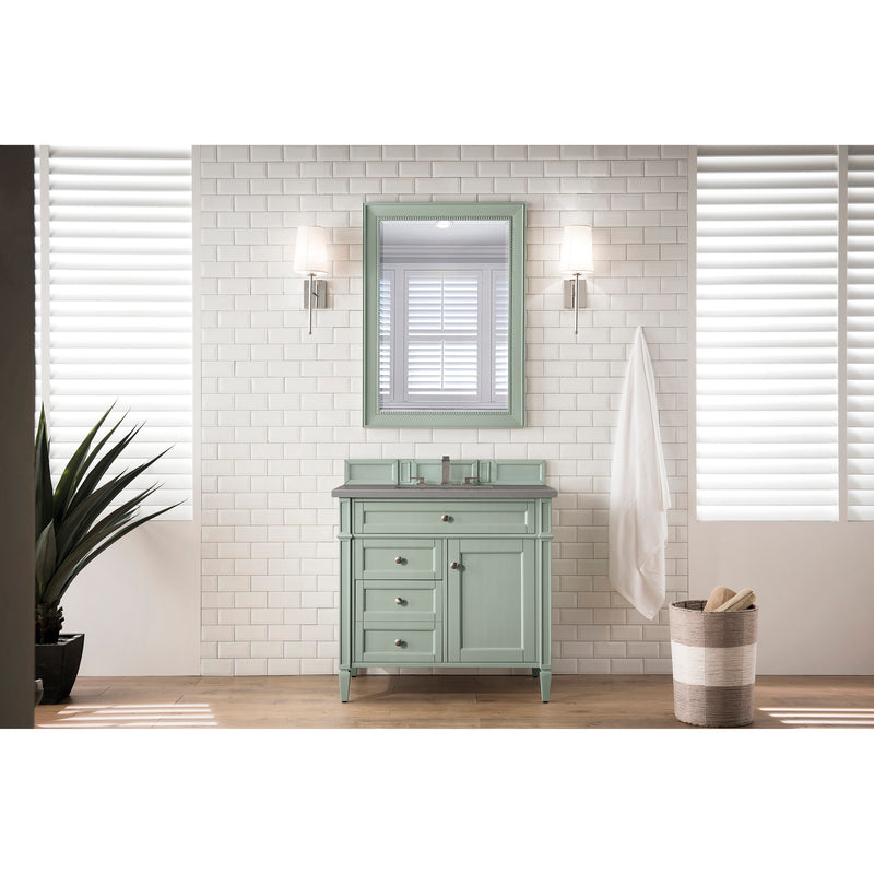 James Martin Brittany 36" Sage Green Single Vanity with 3 cm Gray Expo Quartz Top 650-V36-SGR-3GEX