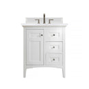 James Martin Palisades 30" Single Vanity Bright White with 3 cm Arctic Fall Solid Surface Top 527-V30-BW-3AF