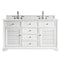 James Martin Savannah 60" Bright White Double Vanity with 3 cm Carrara White Top 238-104-V60D-BW-3CAR