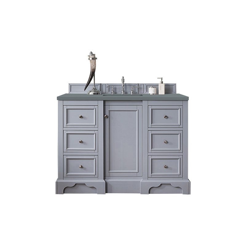 James Martin De Soto 48" Single Vanity Silver Gray with 3 cm Cala Blue Quartz Top 825-V48-SL-3CBL