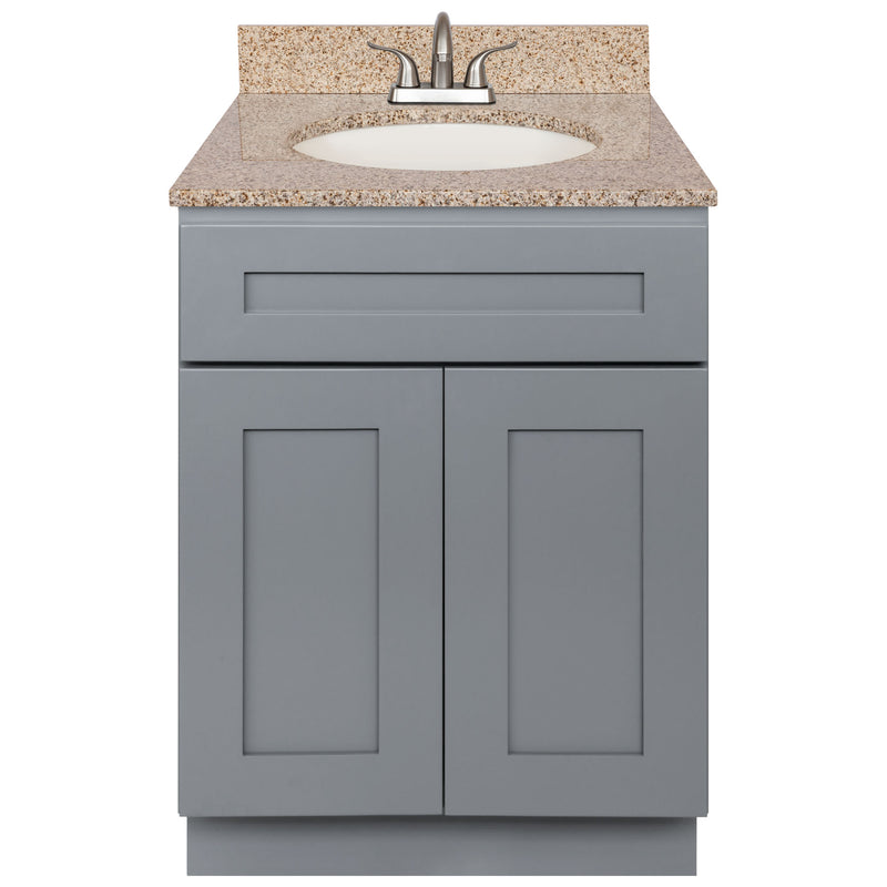 Cherry Bathroom Vanity 24", Wheat Granite Top, Faucet LB5B WH254-24CG-5B