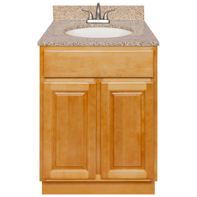 Brown Bathroom Vanity 24", Wheat Granite Top, Faucet LB5B WH254-24RC-5B