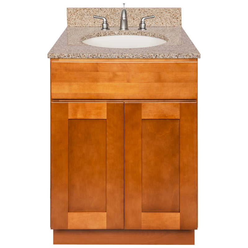 Brown Bathroom Vanity 24", Wheat Granite Top, Faucet LB4B WH258-24NP-4B