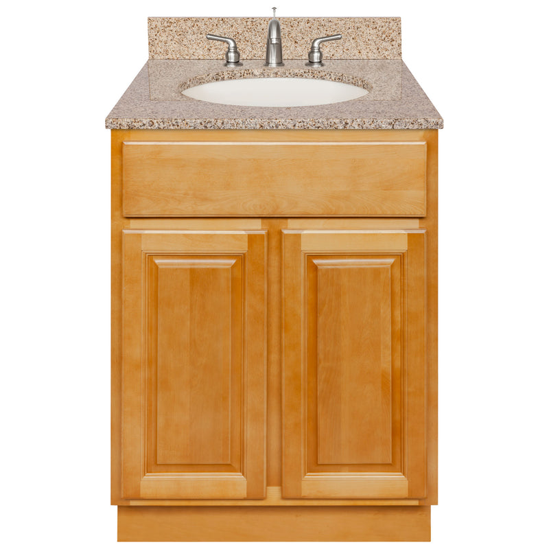 Brown Bathroom Vanity 24", Wheat Granite Top, Faucet LB4B WH258-24RC-4B