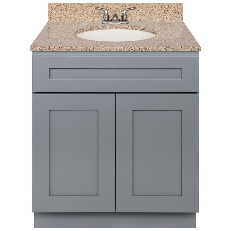 Cherry Bathroom Vanity 30", Wheat Granite Top, Faucet LB3B WH314-30CG-3B