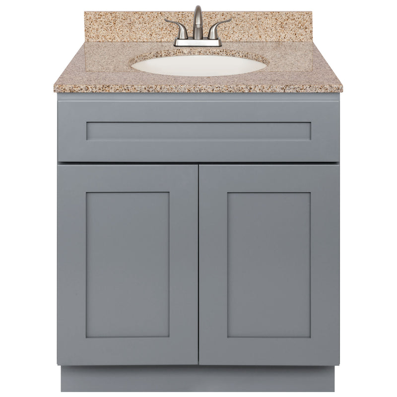 Cherry Bathroom Vanity 30", Wheat Granite Top, Faucet LB5B WH314-30CG-5B