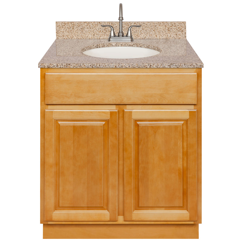 Brown Bathroom Vanity 30", Wheat Granite Top, Faucet LB6B WH314-30RC-6B