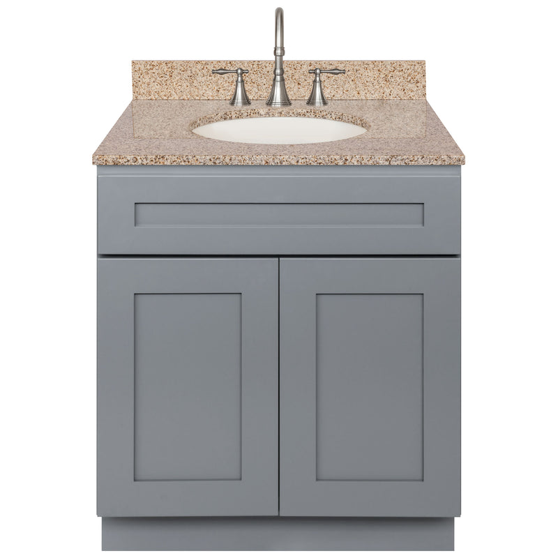 Cherry Bathroom Vanity 30", Wheat Granite Top, Faucet LB7B WH318-30CG-7B