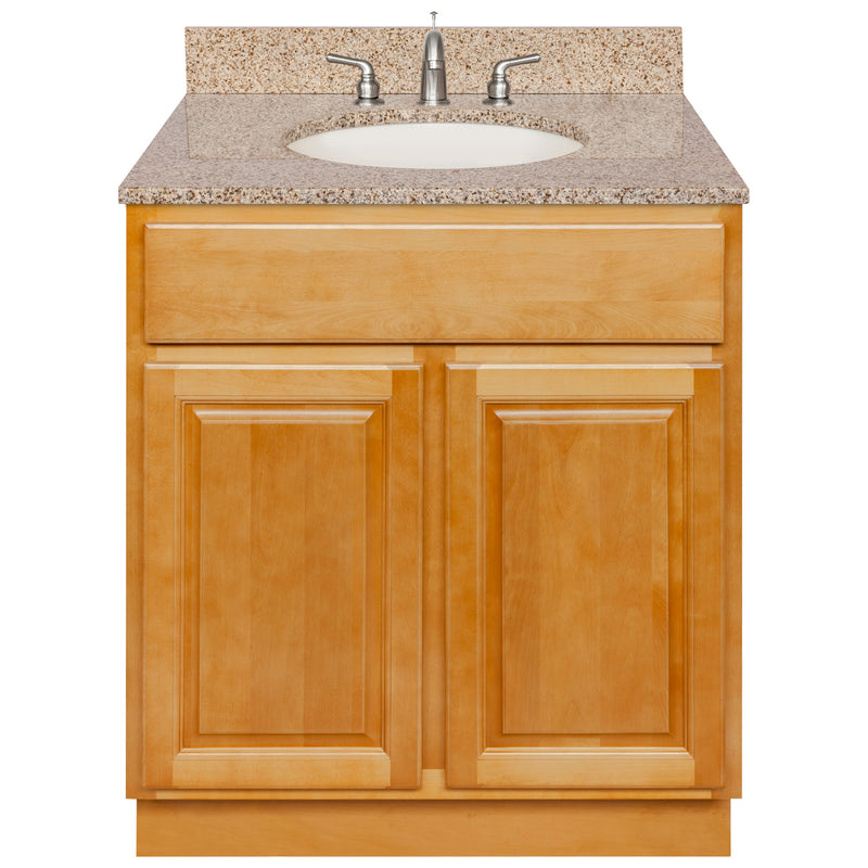 Brown Bathroom Vanity 30", Wheat Granite Top, Faucet LB4B WH318-30RC-4B