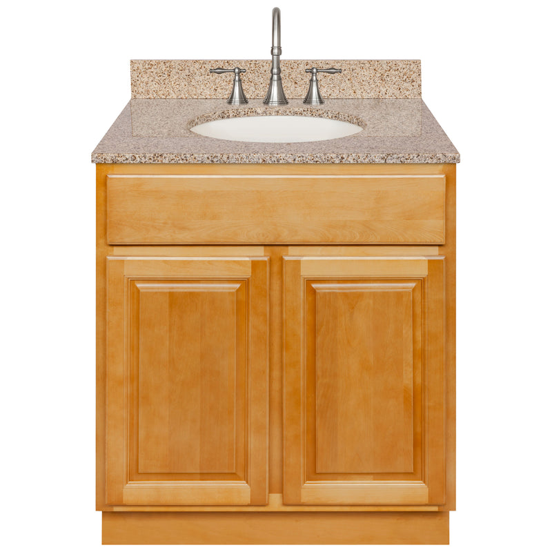 Brown Bathroom Vanity 30", Wheat Granite Top, Faucet LB7B WH318-30RC-7B