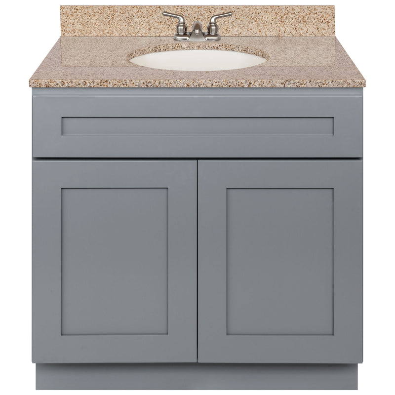 Cherry Bathroom Vanity 36", Wheat Granite Top, Faucet LB3B WH374-36CG-3B