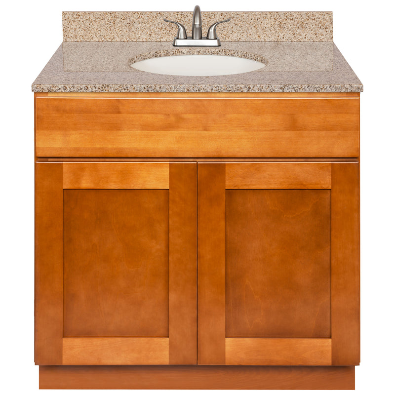 Brown Bathroom Vanity 36", Wheat Granite Top, Faucet LB5B WH374-36NP-5B