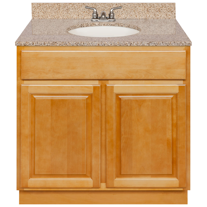 Brown Bathroom Vanity 36", Wheat Granite Top, Faucet LB3B WH374-36RC-3B