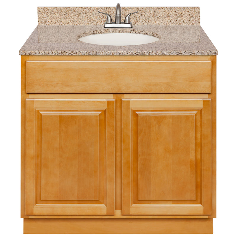 Brown Bathroom Vanity 36", Wheat Granite Top, Faucet LB5B WH374-36RC-5B