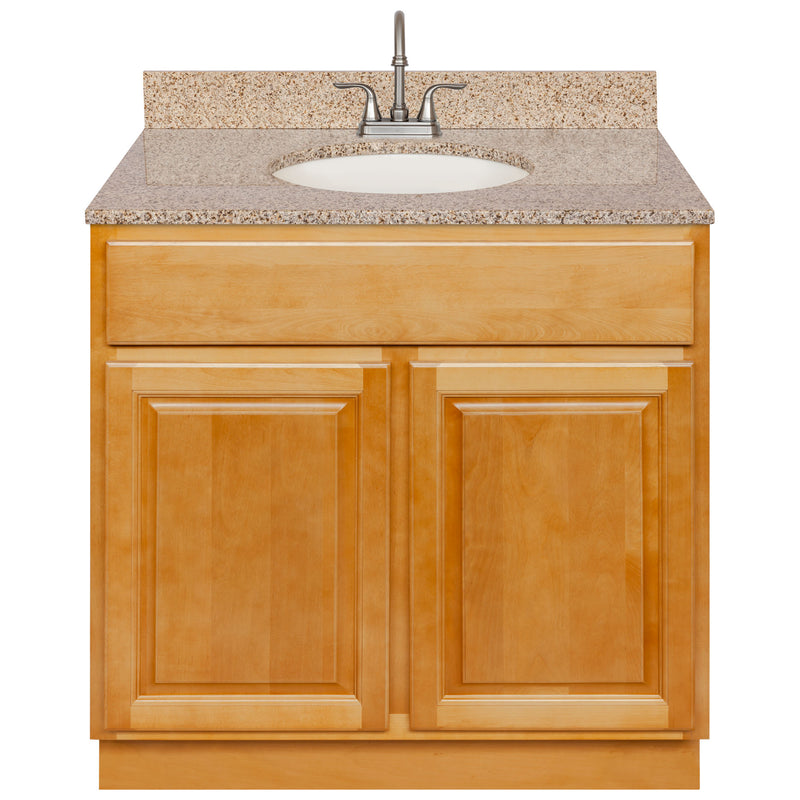 Brown Bathroom Vanity 36", Wheat Granite Top, Faucet LB6B WH374-36RC-6B