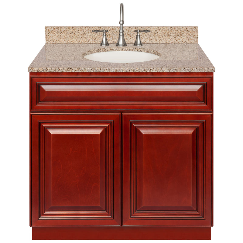 Cherry Bathroom Vanity 36", Wheat Granite Top, Faucet LB7B WH378-36CH-7B