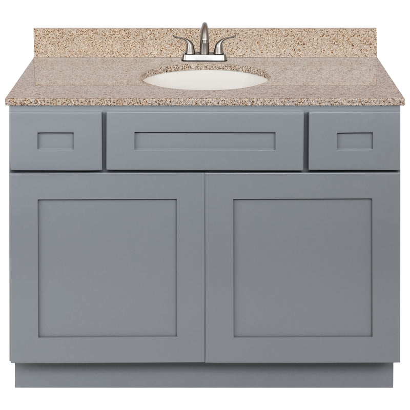 Cherry Bathroom Vanity 42", Wheat Granite Top, Faucet LB5B WH434-42CG-5B