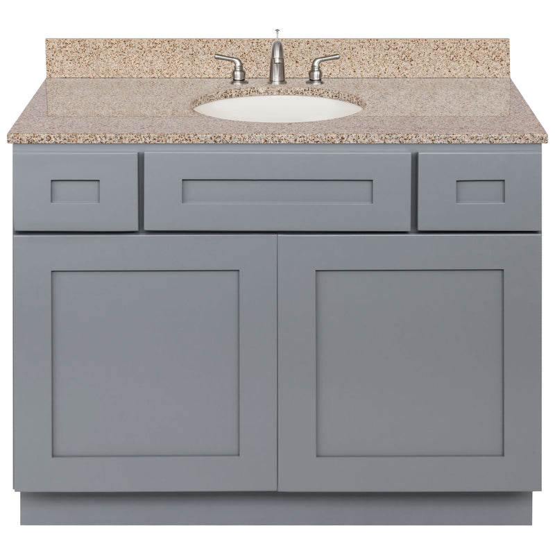 Cherry Bathroom Vanity 42", Wheat Granite Top, Faucet LB4B WH438-42CG-4B