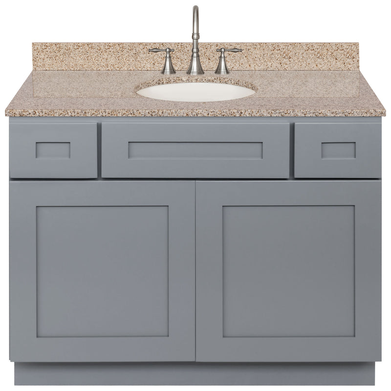 Cherry Bathroom Vanity 42", Wheat Granite Top, Faucet LB7B WH438-42CG-7B