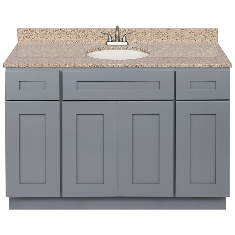 Cherry Bathroom Vanity 48", Wheat Granite Top, Faucet LB5B WH494-48CG-5B