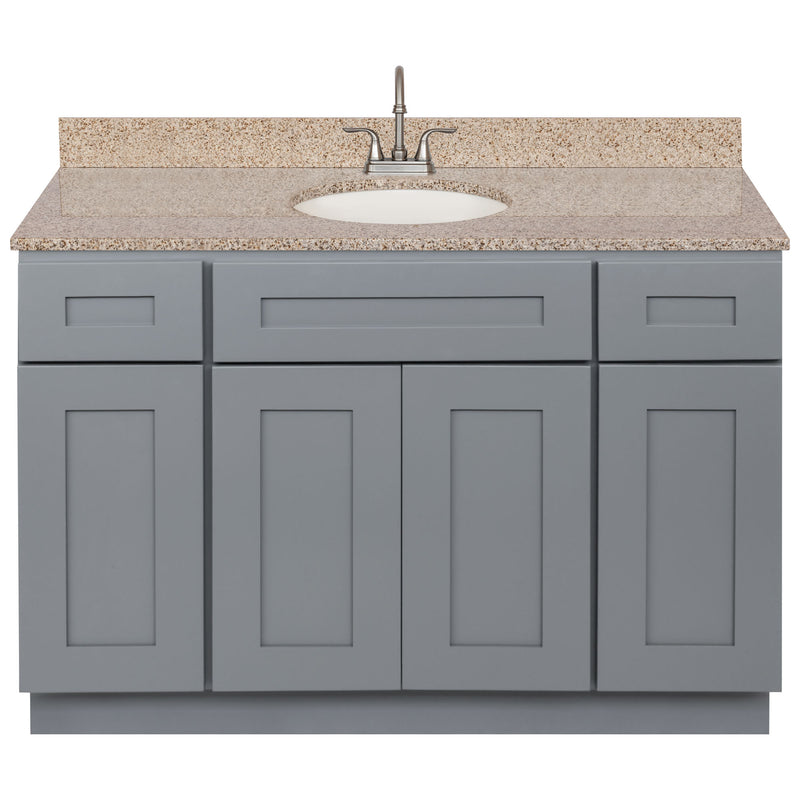 Cherry Bathroom Vanity 48", Wheat Granite Top, Faucet LB6B WH494-48CG-6B