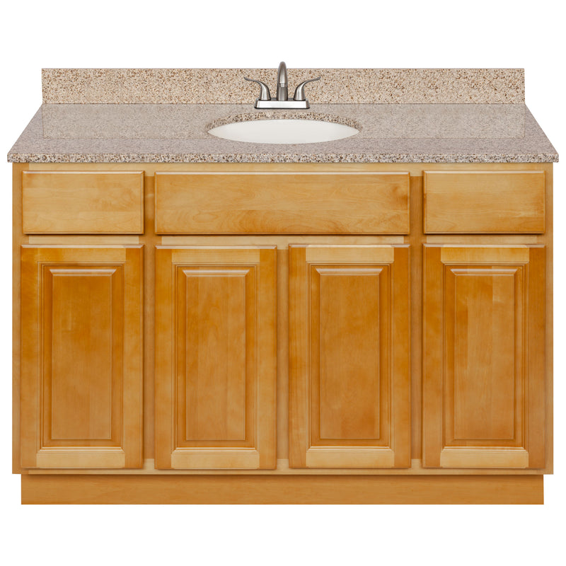 Brown Bathroom Vanity 48", Wheat Granite Top, Faucet LB5B WH494-48RC-5B