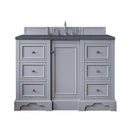 James Martin De Soto 48" Single Vanity Silver Gray with 3 cm Charcoal Soapstone Quartz Top 825-V48-SL-3CSP