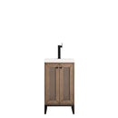 James Martin Chianti 20" Single Vanity Cabinet Whitewashed Walnut Matte Black with White Glossy Composite Countertop E303V20WWMBKWG