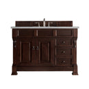 James Martin Brookfield 48" Burnished Mahogany Single Vanity with 3 cm Eternal Serena Quartz Top 147-114-5266-3ESR