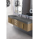 James Martin Mercer Island 72" Double Vanity Latte Oak Radiant Gold with Dusk Gray Glossy Composite Top 389-V72D-LTO-G-DGG