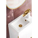 James Martin Columbia 16" Single Vanity Cabinet Glossy White Radiant Gold with White Glossy Resin Countertop 388-V16-GW-RGD-WG