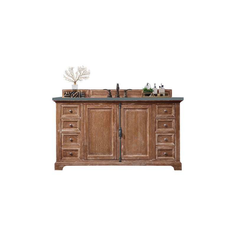 James Martin Providence 60" Single Vanity Cabinet Driftwood with 3 cm Cala Blue Quartz Top 238-105-5311-3CBL