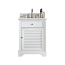 James Martin Savannah 26" Single Vanity Cabinet Bright White with 3 cm Ethereal Noctis Quartz Top 238-104-V26-BW-3ENC