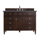 James Martin Brittany 48" Burnished Mahogany Single Vanity with 3 cm Charcoal Soapstone Quartz Top 650-V48-BNM-3CSP