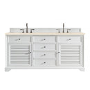 James Martin Savannah 72" Double Vanity Cabinet Bright White with 3 cm Eternal Marfil Quartz Top 238-104-V72-BW-3EMR